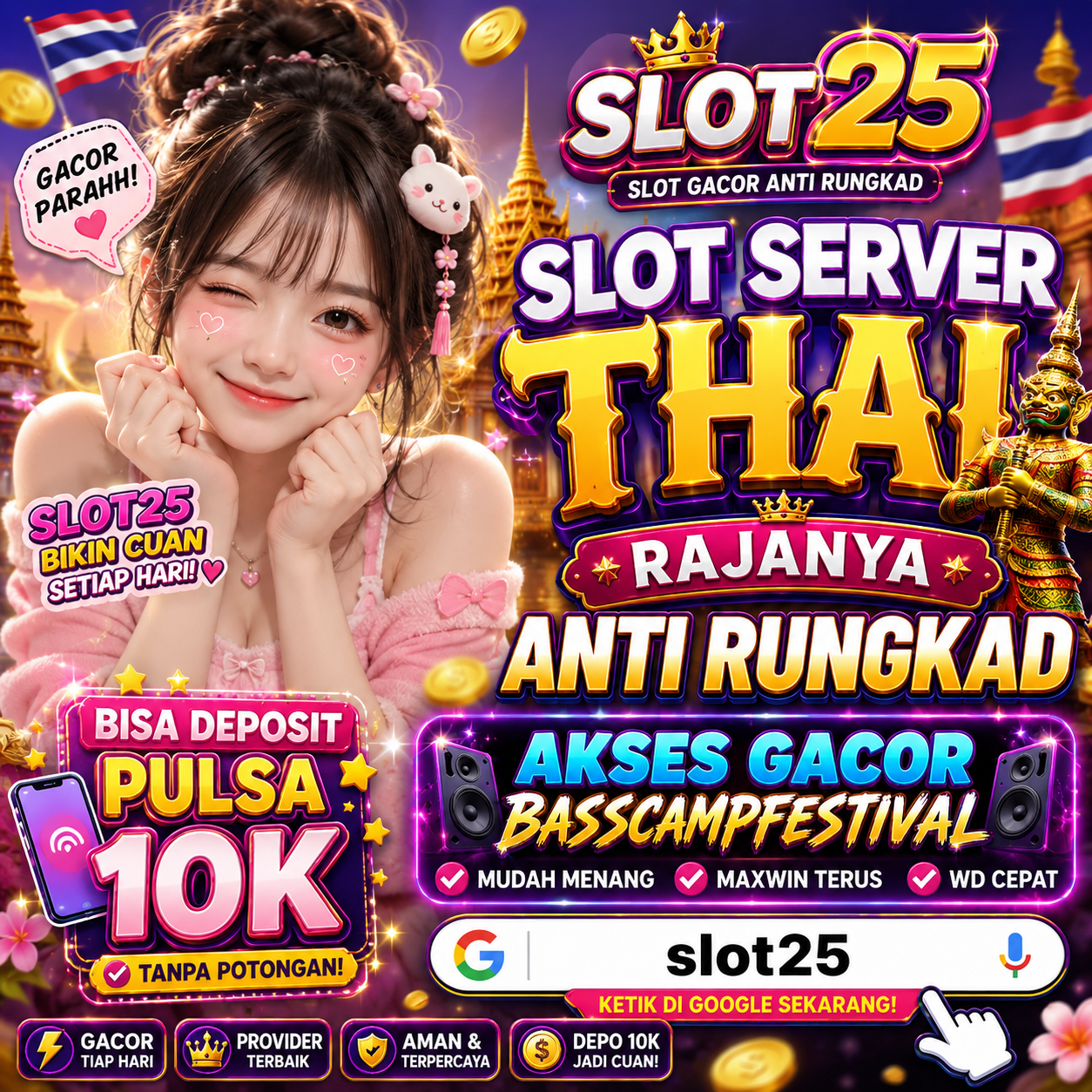 Slot25 Slot Server THAI Rajanya Anti Rungkad Bisa Deposit Pulsa 10k, Akses Gacor bksnacka